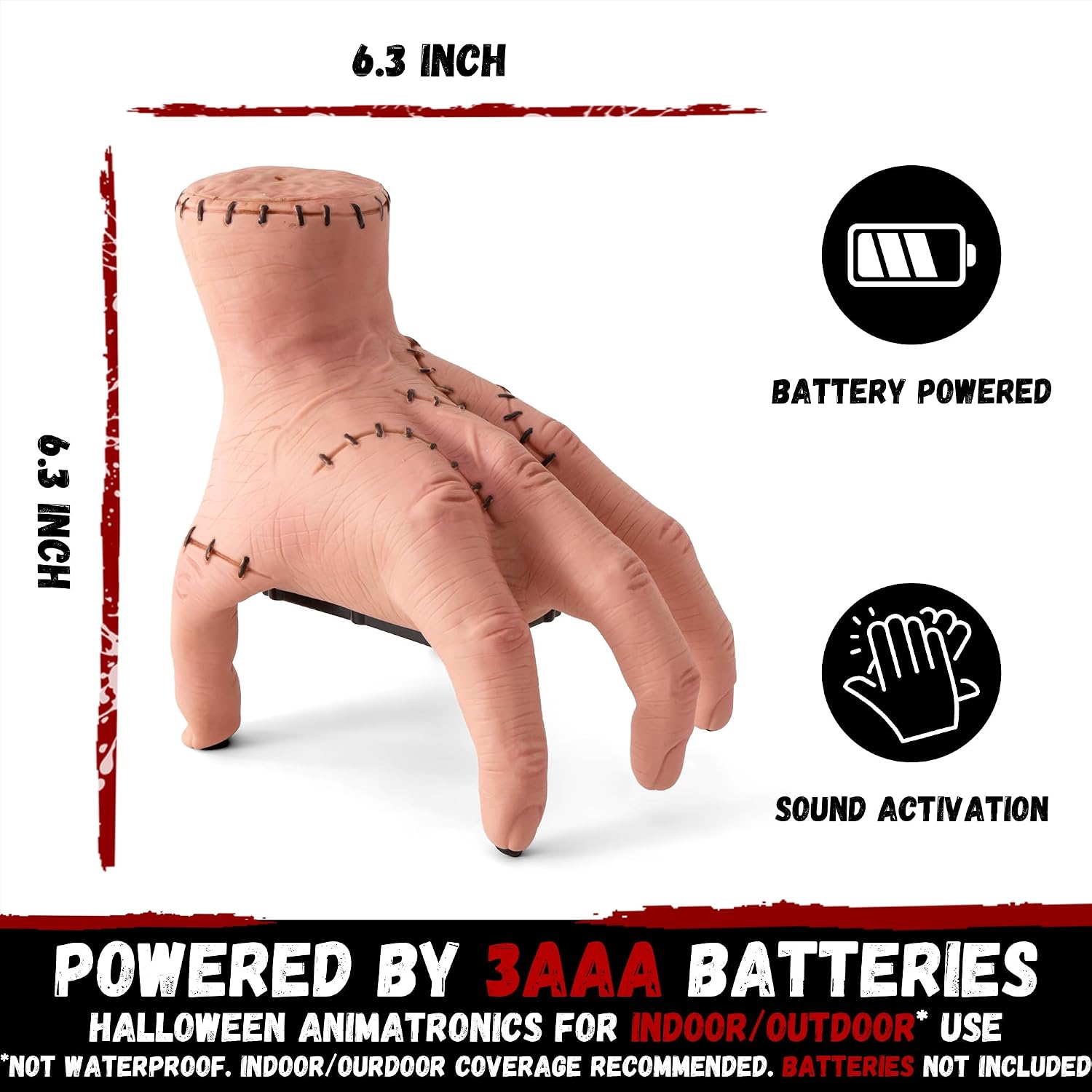 Halloween Animatronics Thing Hand Decorations, Sound Activated Wednesday Crawling Hand with Creepy Sound Scary