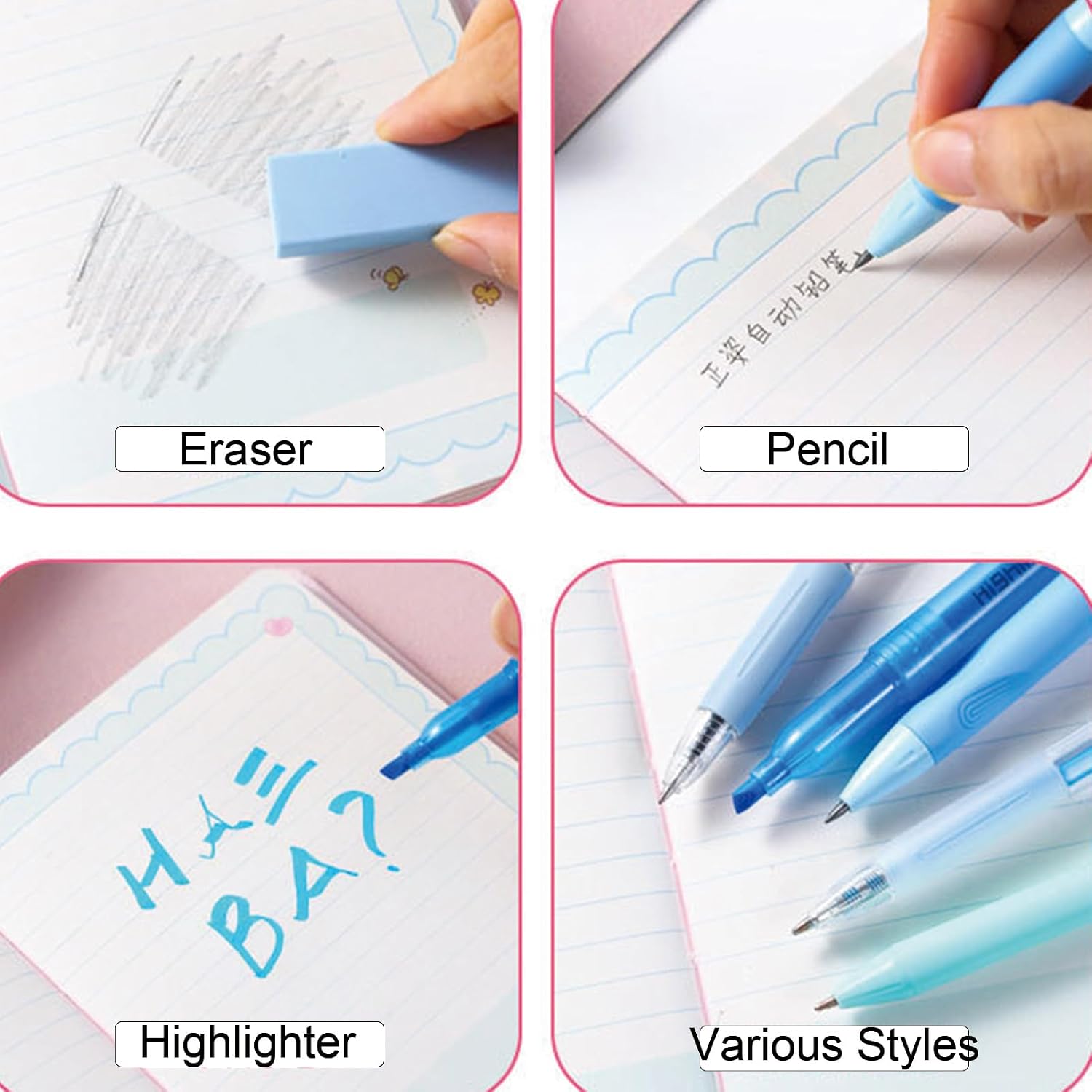 8 Pcs Cute Yellow Stationery Set for Girls Boys Women Back to School Supplies Office Supplies Kawaii Candy Colors