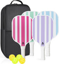 Pickleball Paddles 4 Pack - USAPA Light Graphite Premium Rackets Fiber Face & Polymer Honeycomb Core Pickleball Set