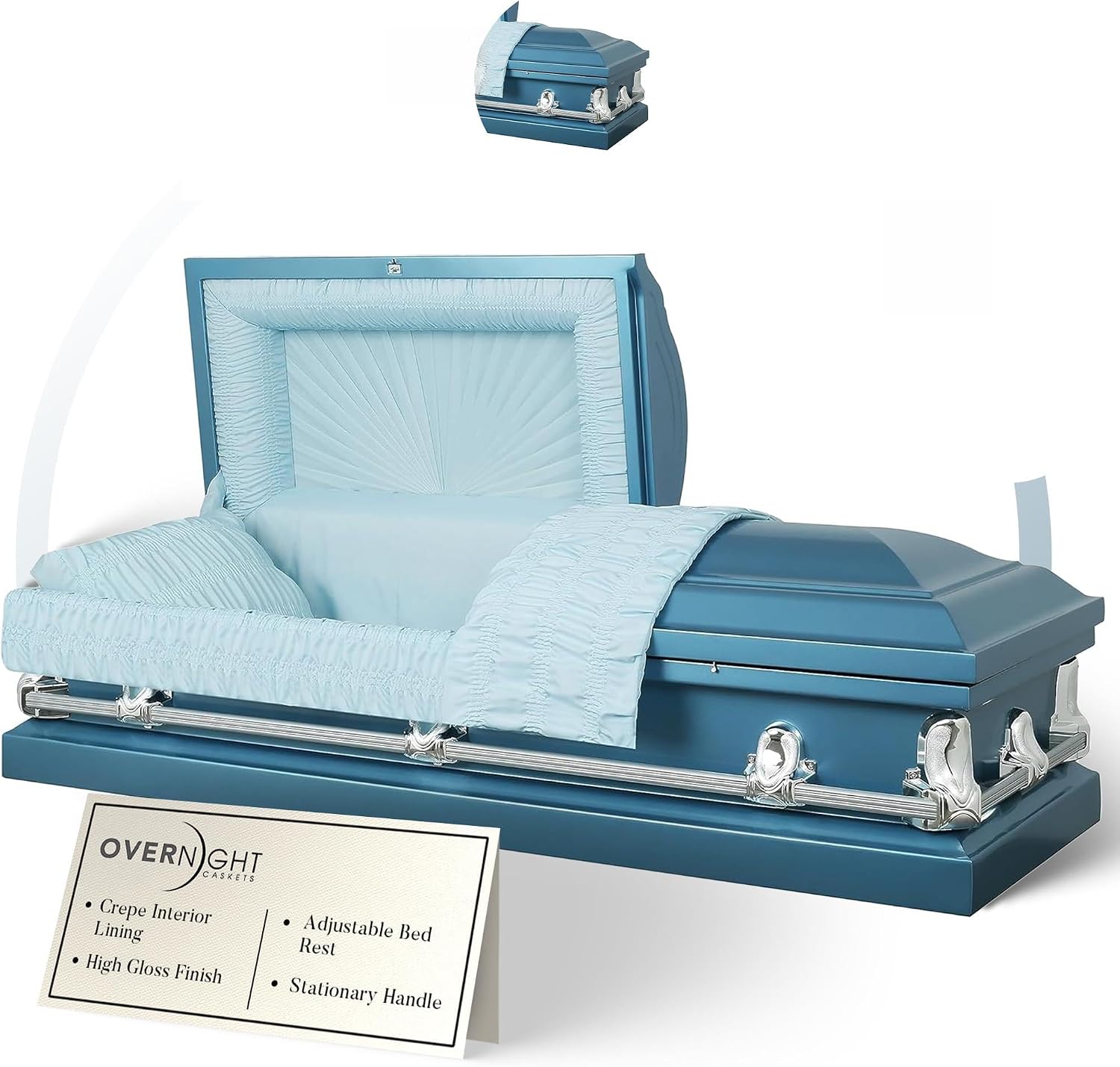 Spartan Funeral Casket Blue with Light Blue Interior