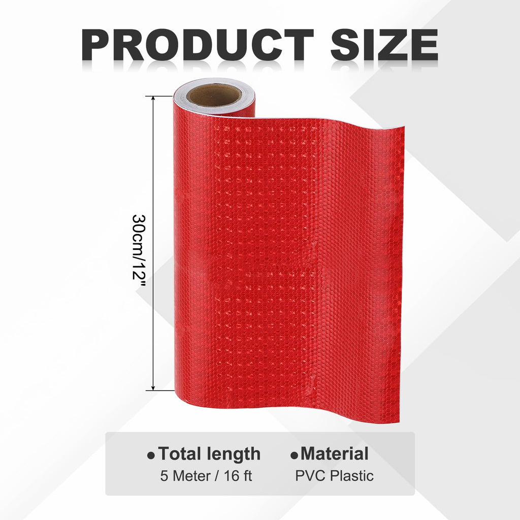 Reflective Tape Self-Adhesive 12IN x 16FT Red