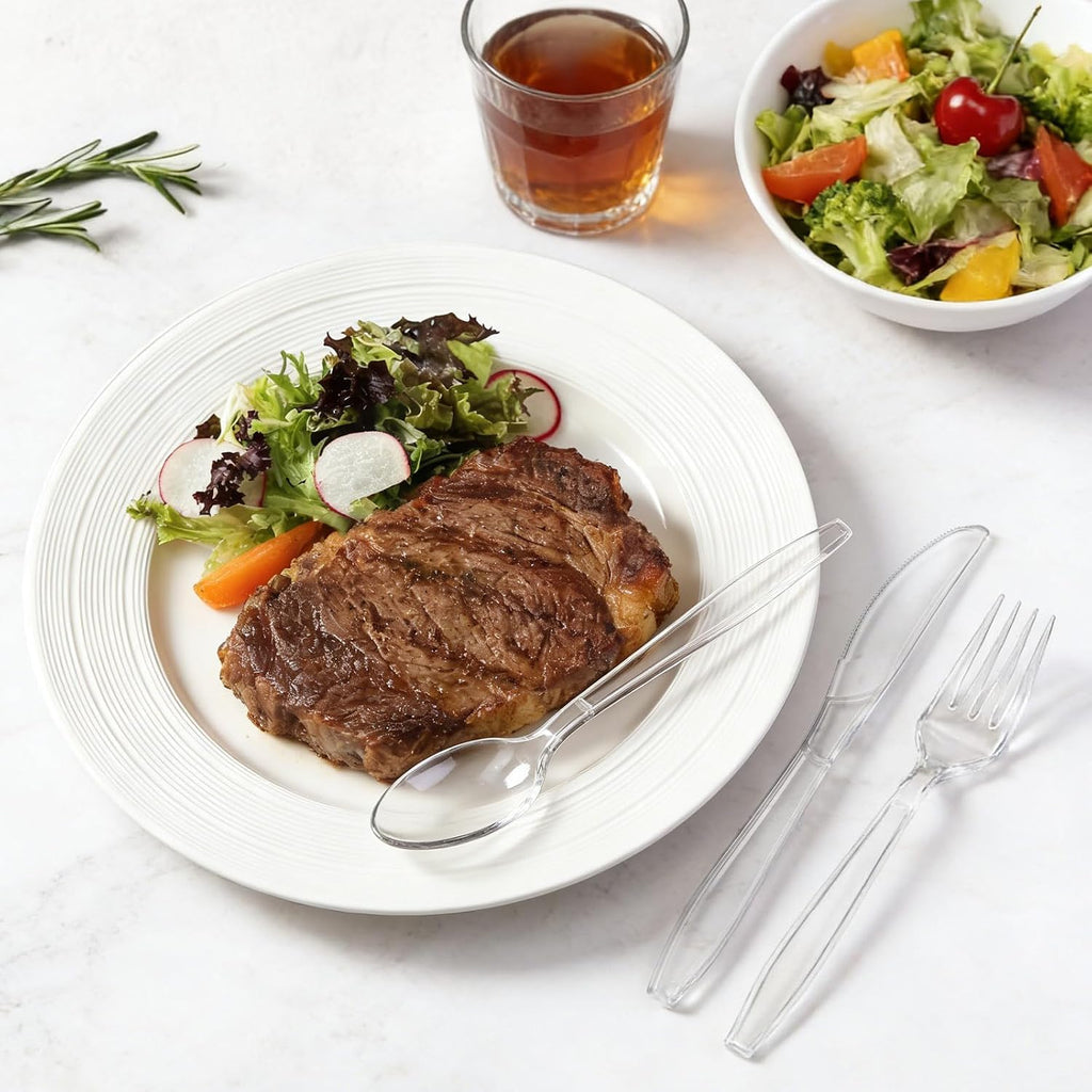 800 Count Plastic Silverware Heavy Duty, 300 Forks, 300 Spoons, 200 Knives