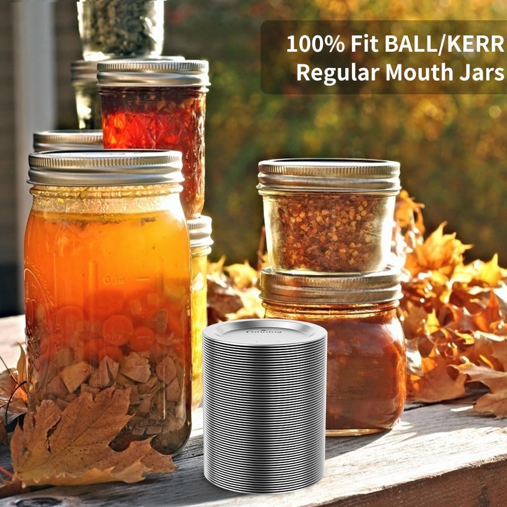 204 Pack Regular Mouth Canning Lids for Mason Jars, 70mm