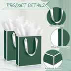 10 Pack Paper Gift Bags with Handle Tissue Paper, Green White