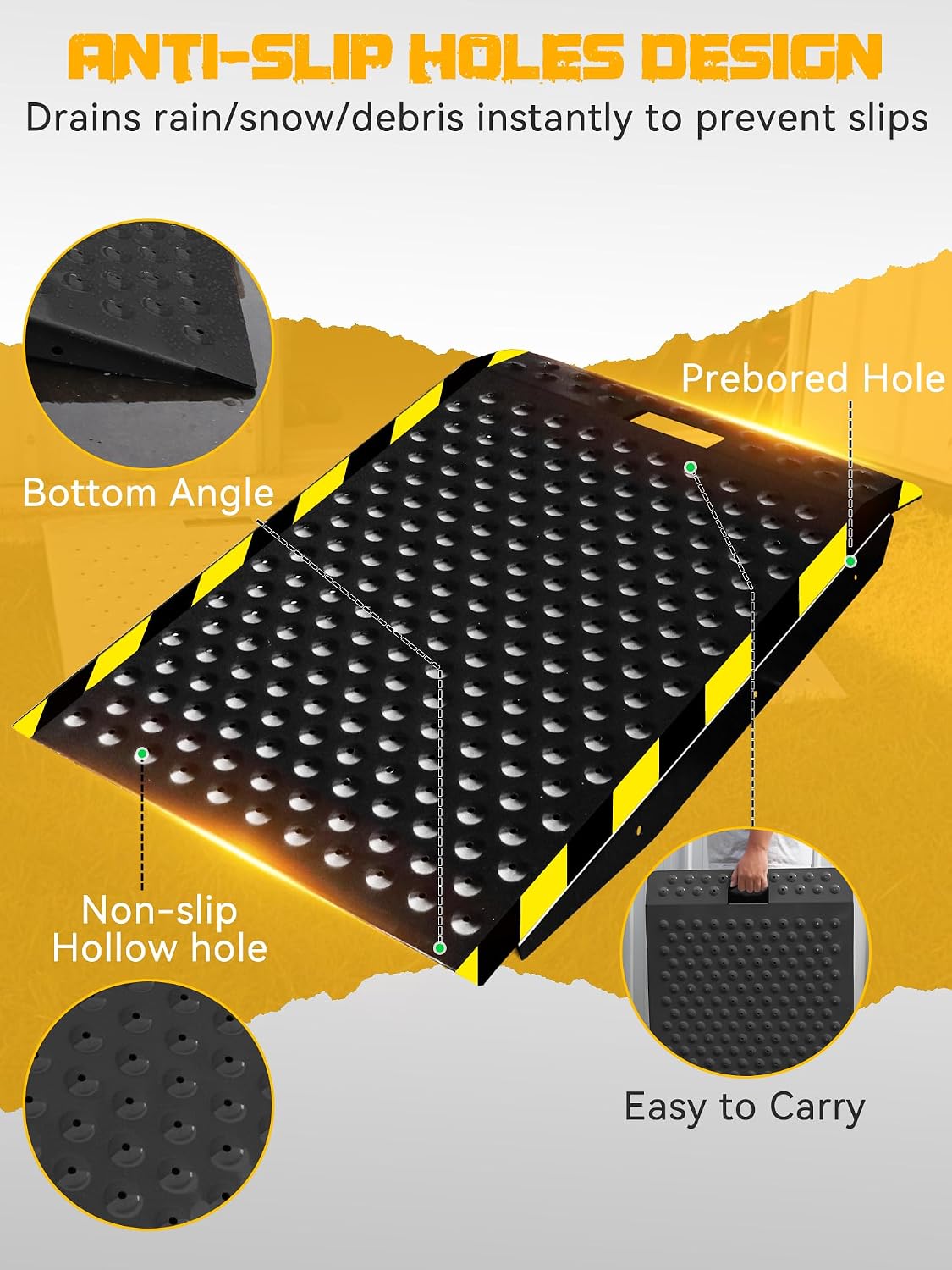 36" x 48" Shed Ramp for Riding Mower, 1500lbs Heavy Duty Metal Loading Ramps, 2-Pack Anti-Slip Punch Design, Long