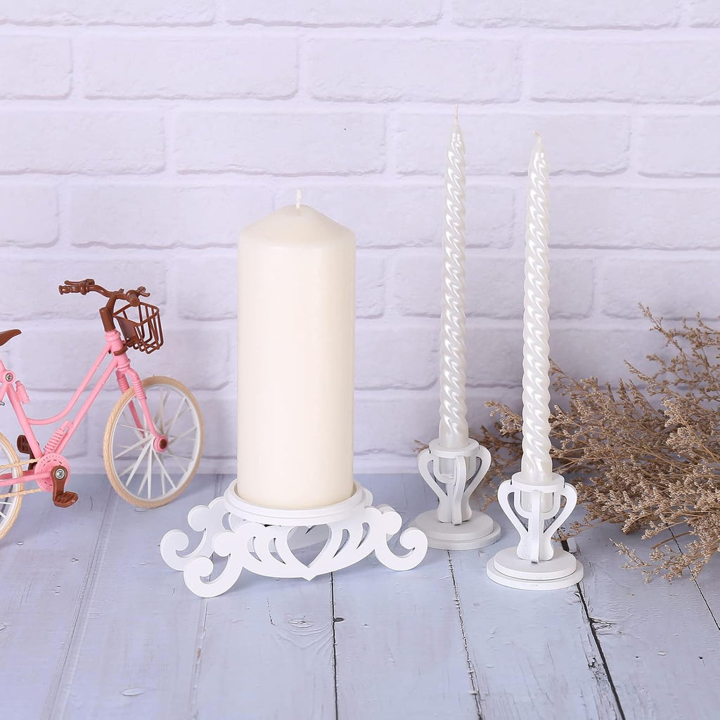 Wooden Unity Candle Holder Set, Wedding Ceremony Centerpiece Decor
