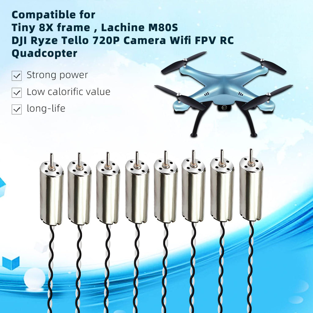 DaFuRui 8Pack 8520 8.5x20mm 3.7V 53000RPM Coreless Mini DC Brushed Motors