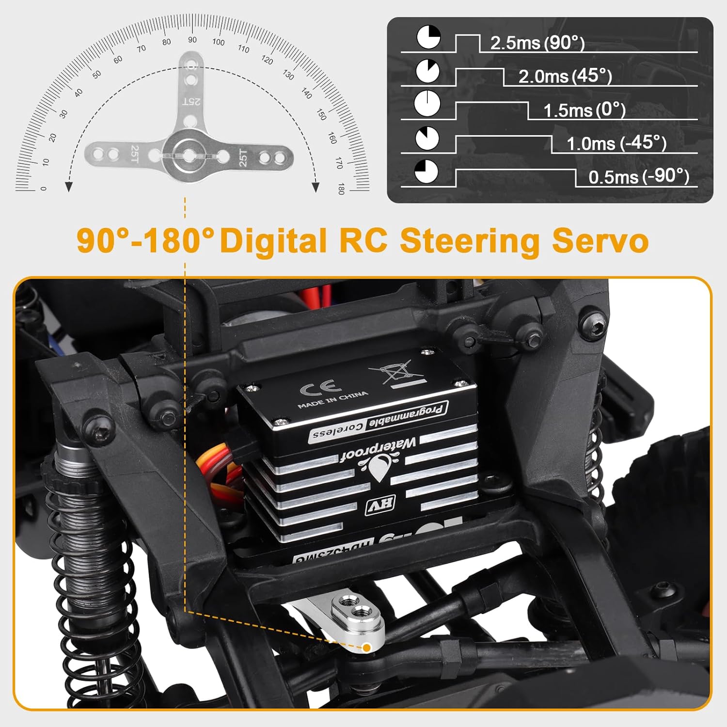Waterproof RC Servo High Torque Coreless Motor Metal Gear Digital Servo Aluminum Case Parts for 1/8 1/10 RC Crawler