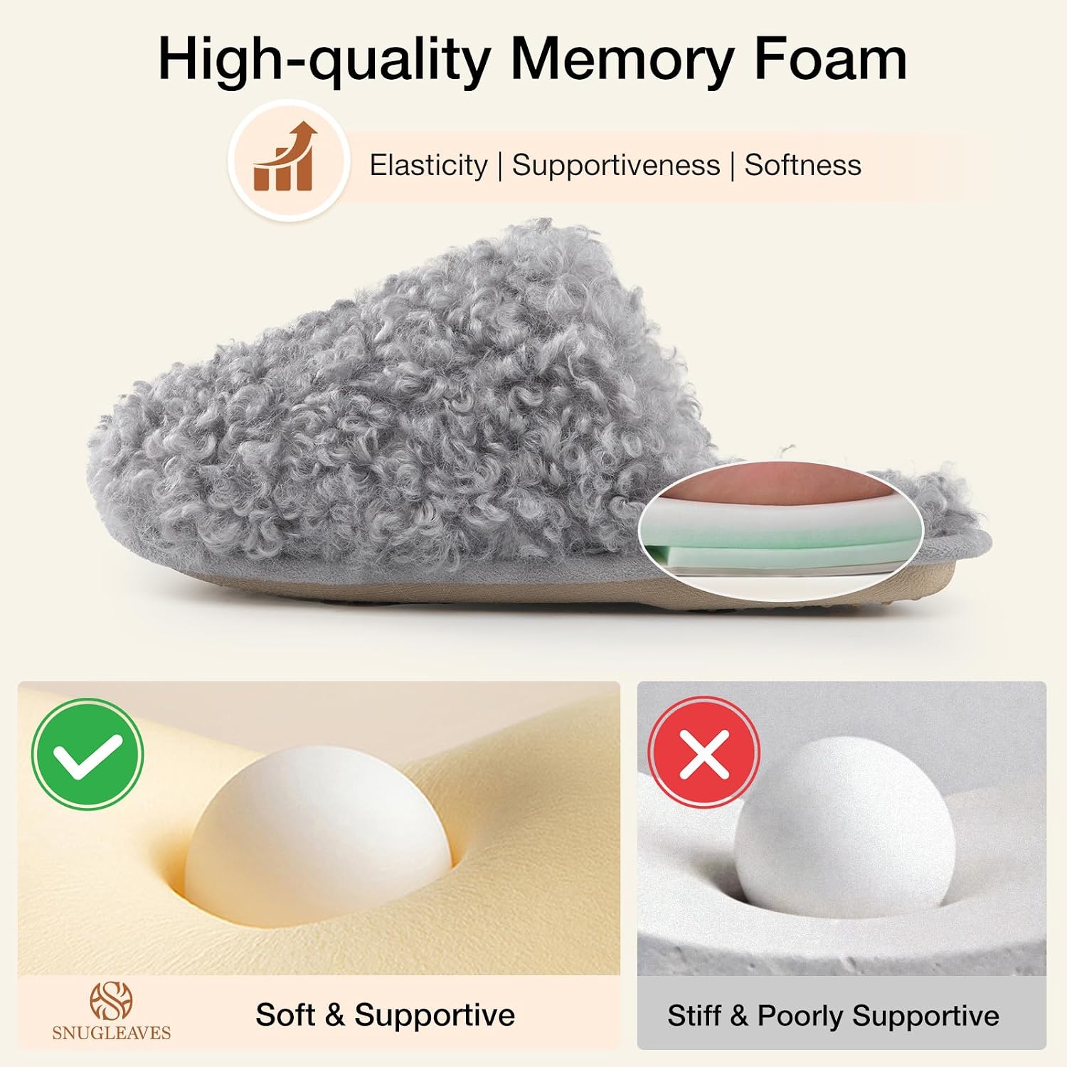 Women's Scuff Slippers Furry Cute Memory Foam House Shoes | Fuzzy,fluffy,furry,warm,curly fabric,memory
