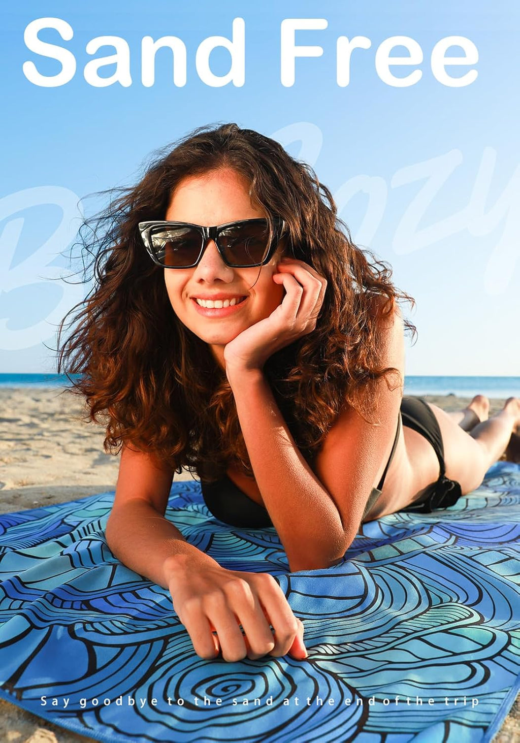 Microfiber Beach Towel,Compact 71x32 Inch,Lightweight,Blue | Extra Large,Sand Free,Thin,Absorbent,Quick Dry for