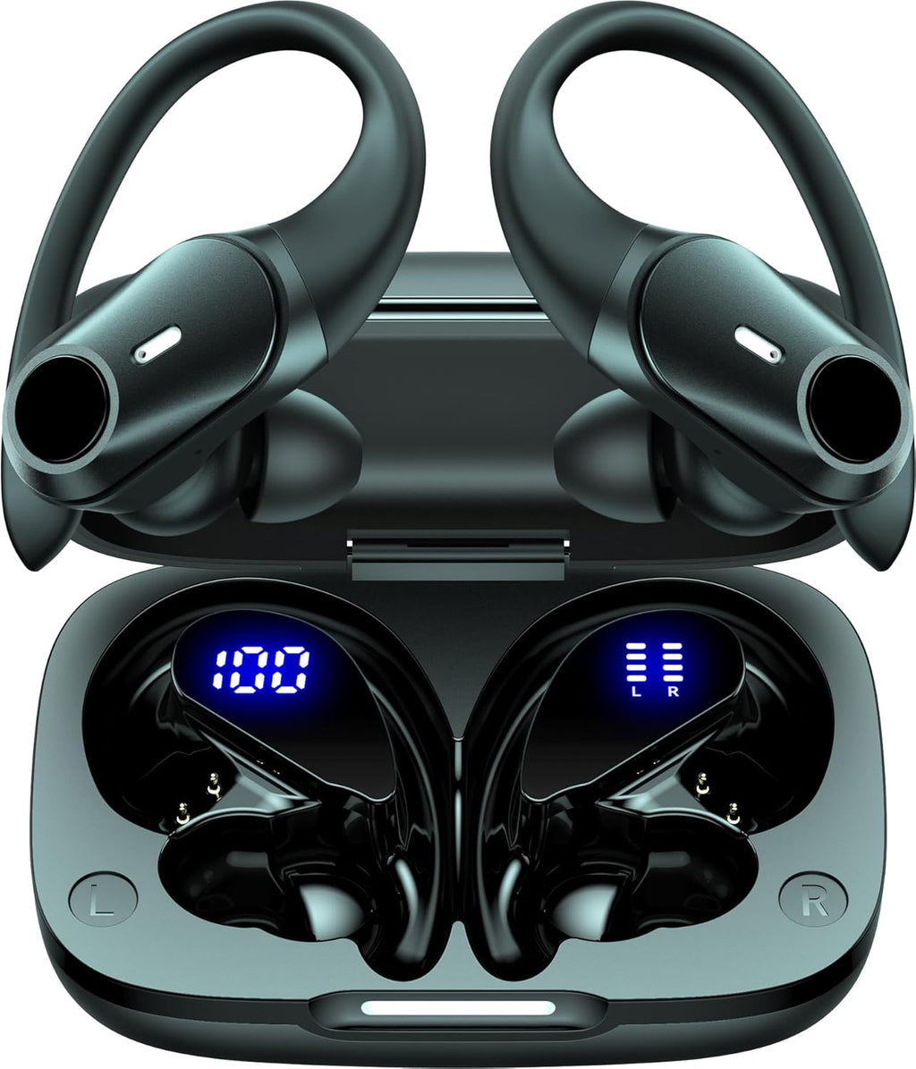 Active Noise Cancelling Ear Buds Wireless Earbuds 80H Playtime Bluetooth Headphones Over Ear Hooks Earphones with