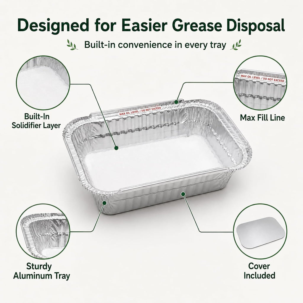 Cooking Oil Solidifier, 12-Pack Disposable Grease Disposal Trays