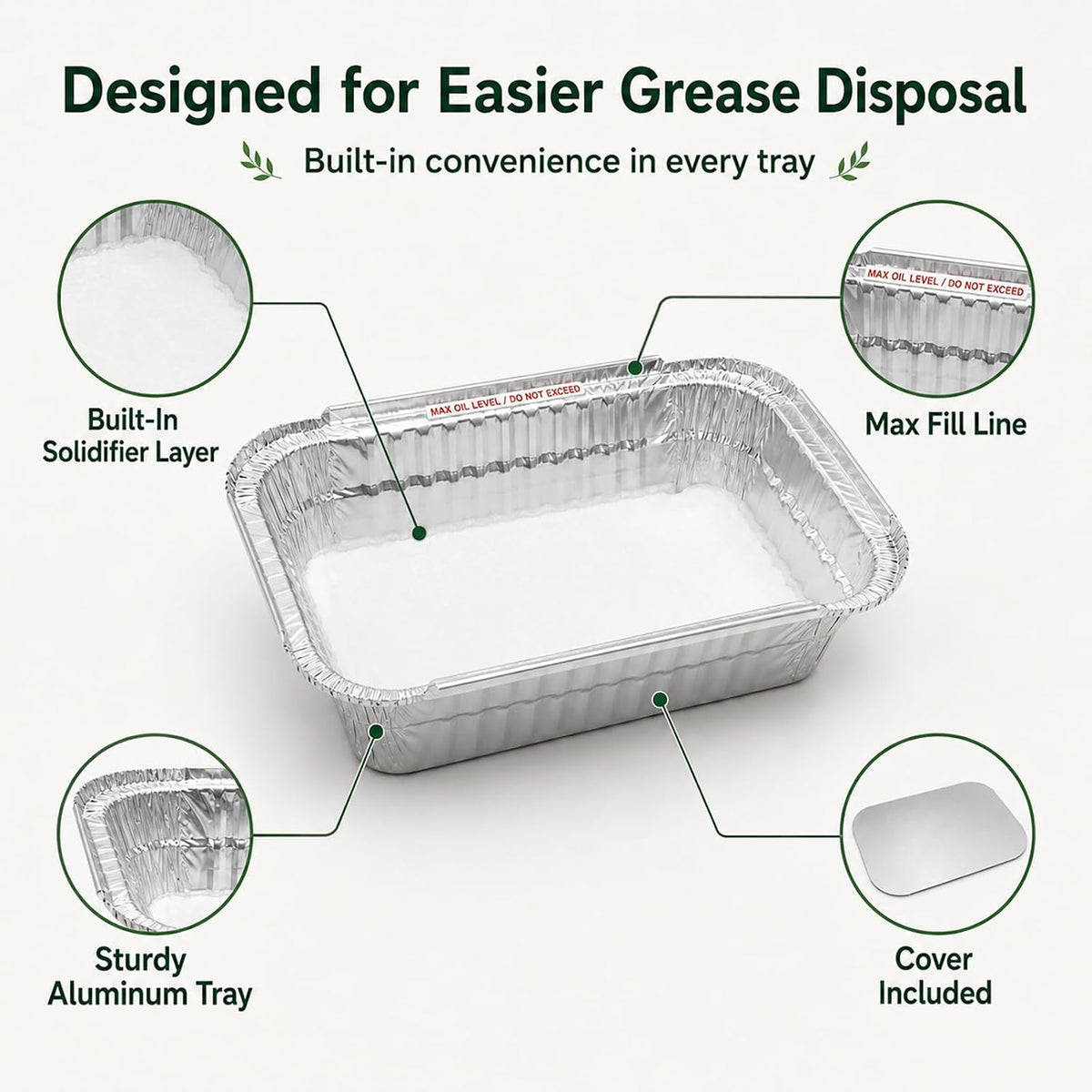 Cooking Oil Solidifier, 12-Pack Disposable Grease Disposal Trays