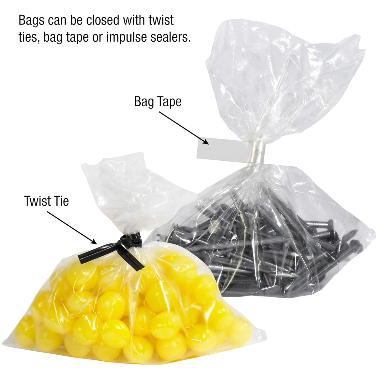 Gusseted Polypropylene Bags 1.5 Mil, 5" x 2 1/2" x 11", Clear