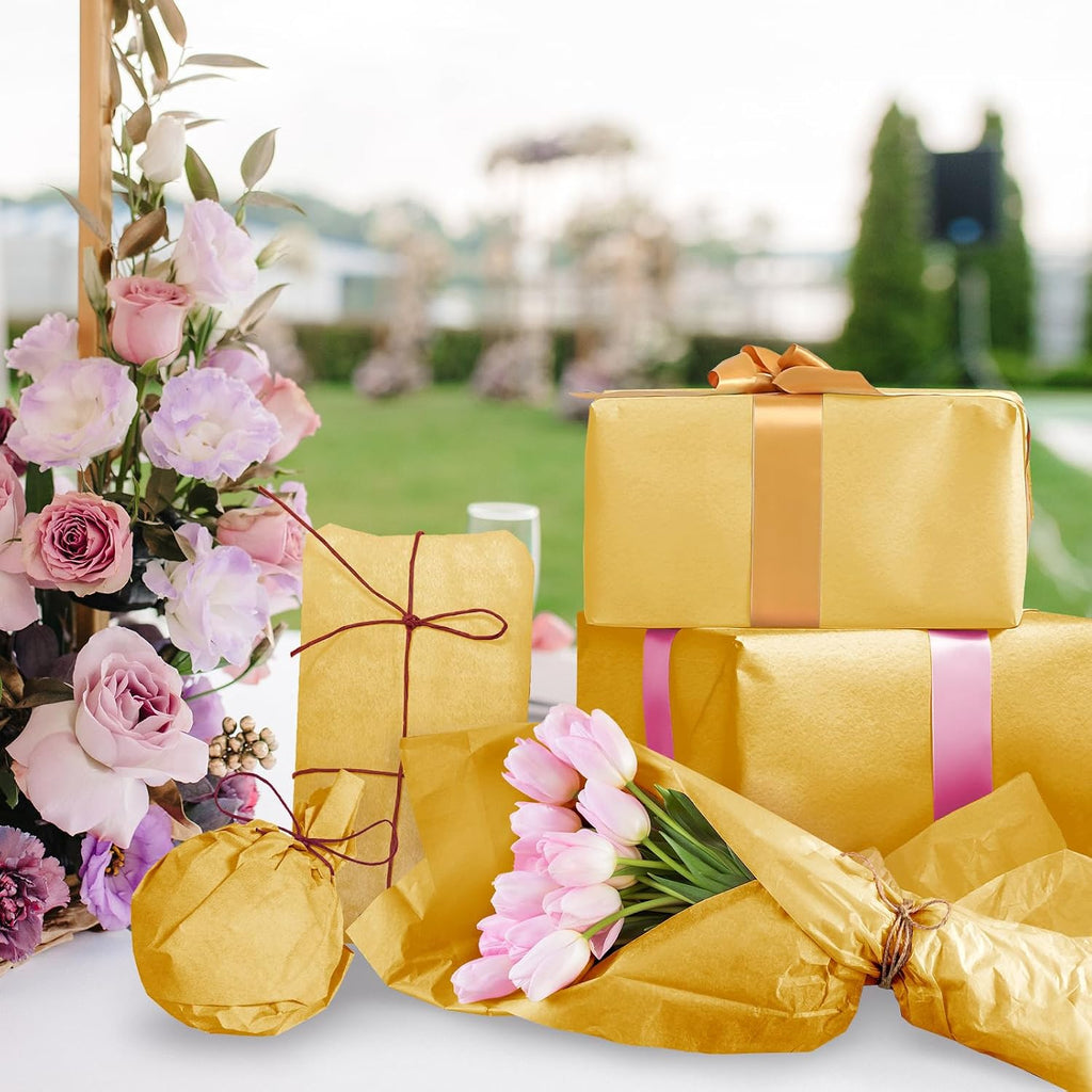 120 Sheets 14 x 20 Inch Gold Tissue Paper for Gift Bag Wrapping