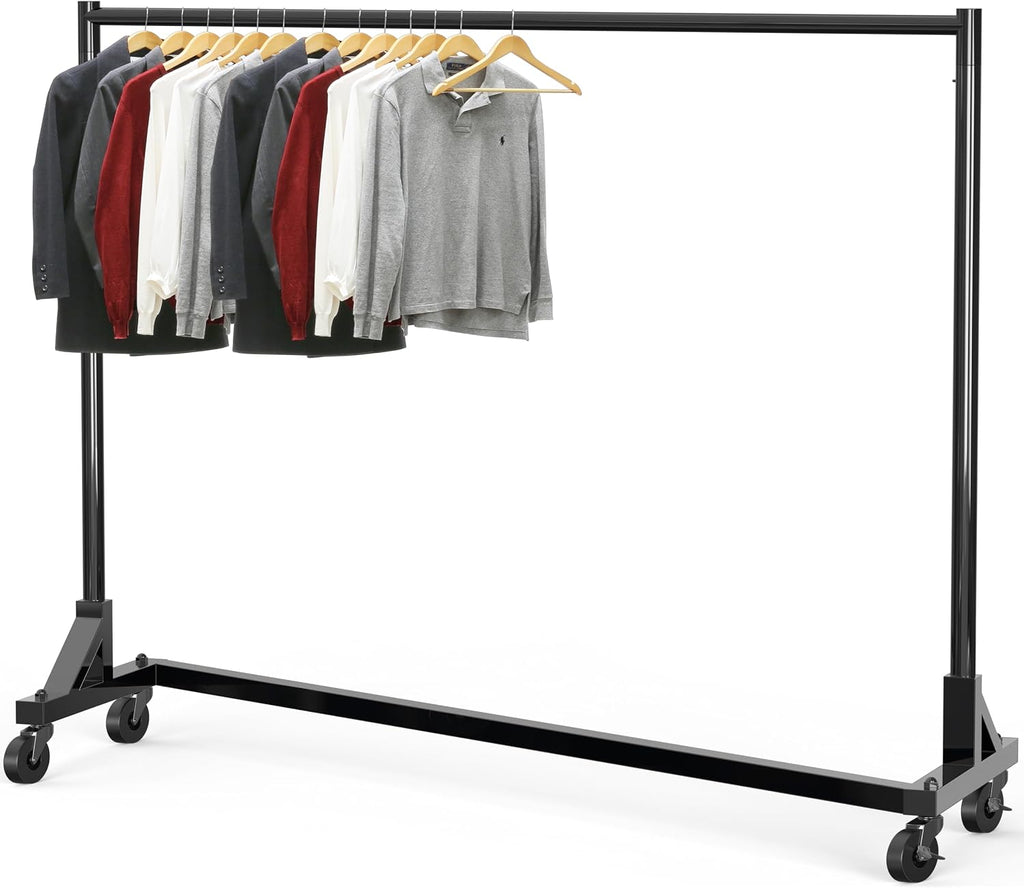 Industrial Grade Z-Base Garment Rack, 63" W/500Lb, Black