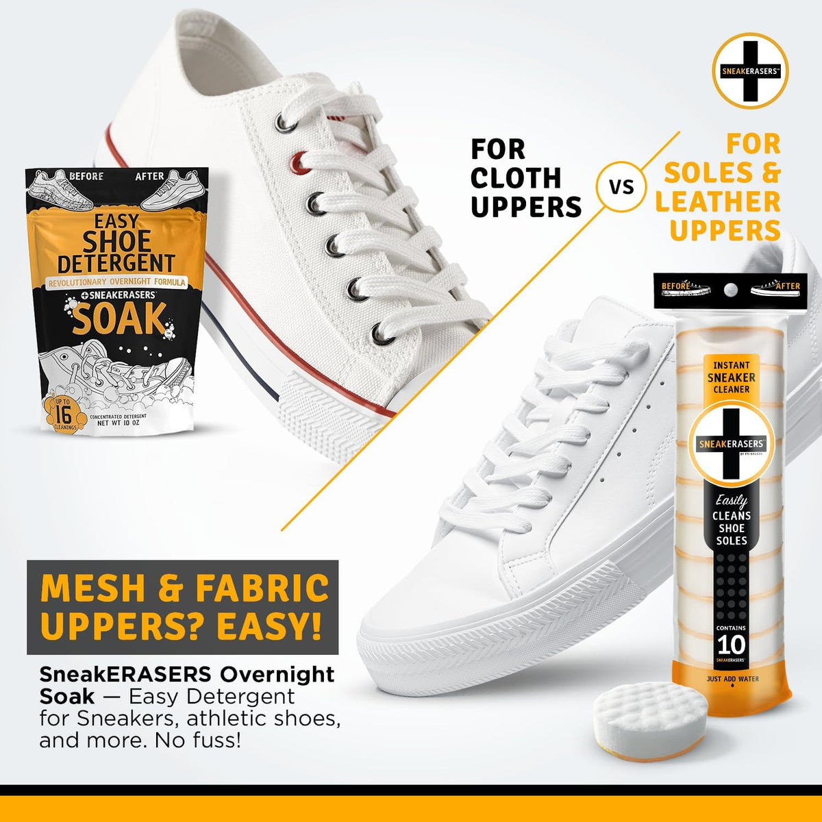 Sole & Sneaker Cleaner, Premium Shoe Cleaner for Sneakers, Dual-Sided Sponges, Effective for Tennis Shoes & Women Men