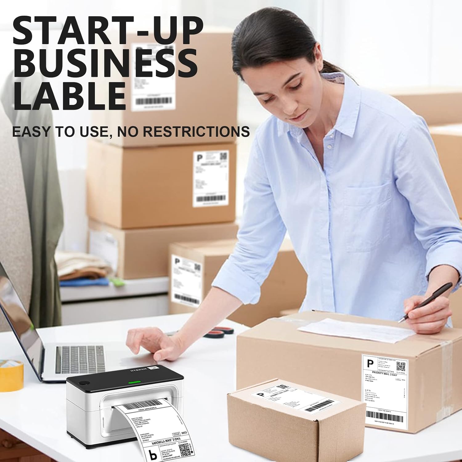 4 x 6 Direct Thermal Labels - 500 Fan-Fold Perforated Labels Per Stack, Premium Adhesive & Perforated, Compatible