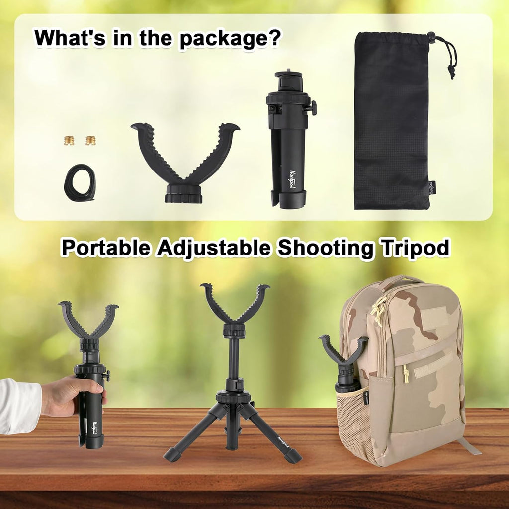 Tripod Shooting Stick Rifle Table Shooting Rest, for Range Practice | Portable, Adjustable Height, Compact Aluminum