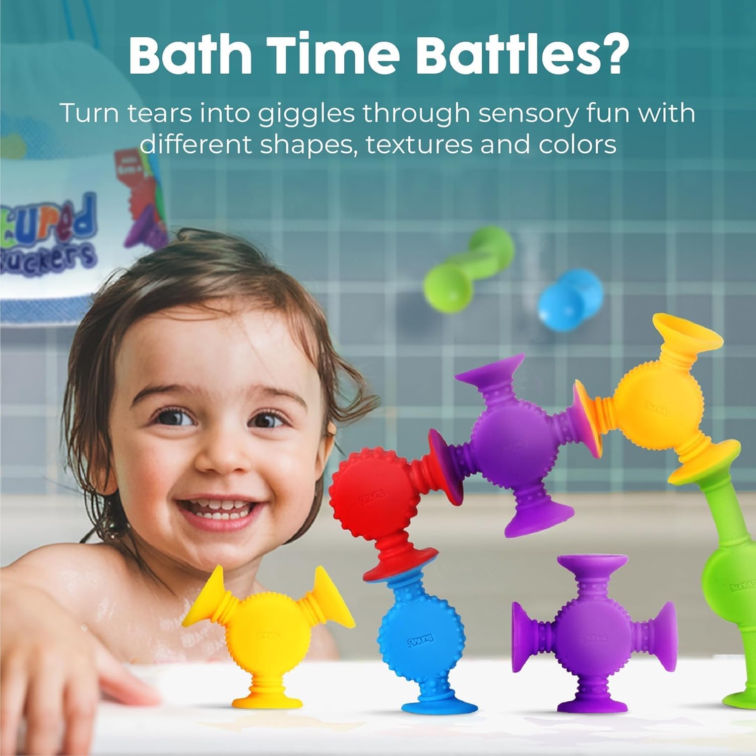 Bath Toys Suction - Connect, Build, Create - Toddler Bath Toys - Hours of Fun & Creativity - Fine Motor Skills