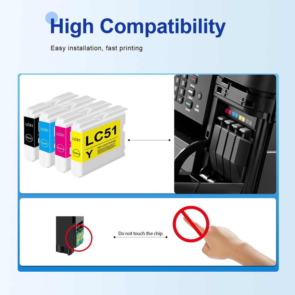 LC51 Ink Cartridges Compatible for Brother MFC-240C MFC-440CN