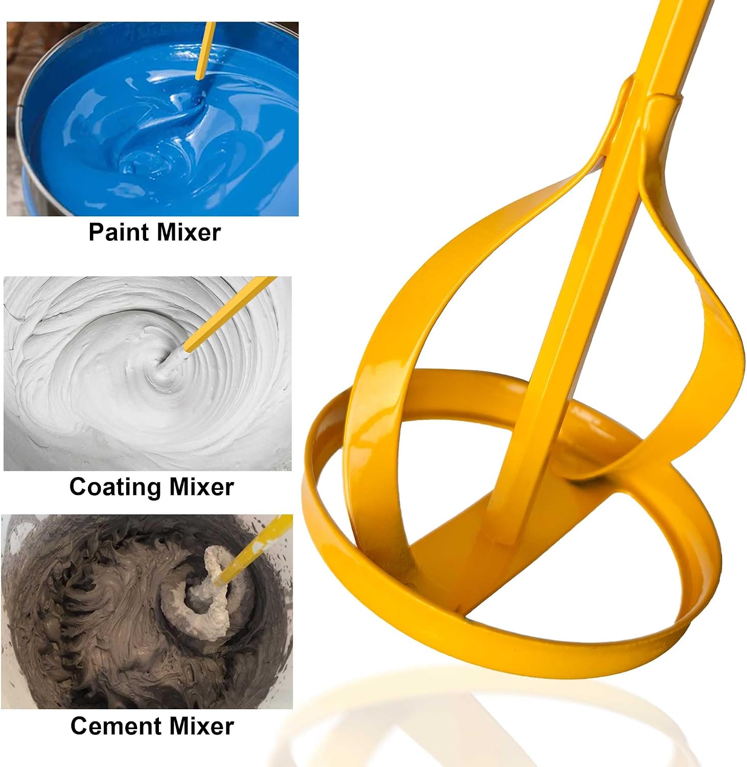 Paint and Mud Mixers, Paint Stirrer for Drill Bits in 1 to 5 Gallon Drums, Fits all Standard Drill Bits, Hex Head