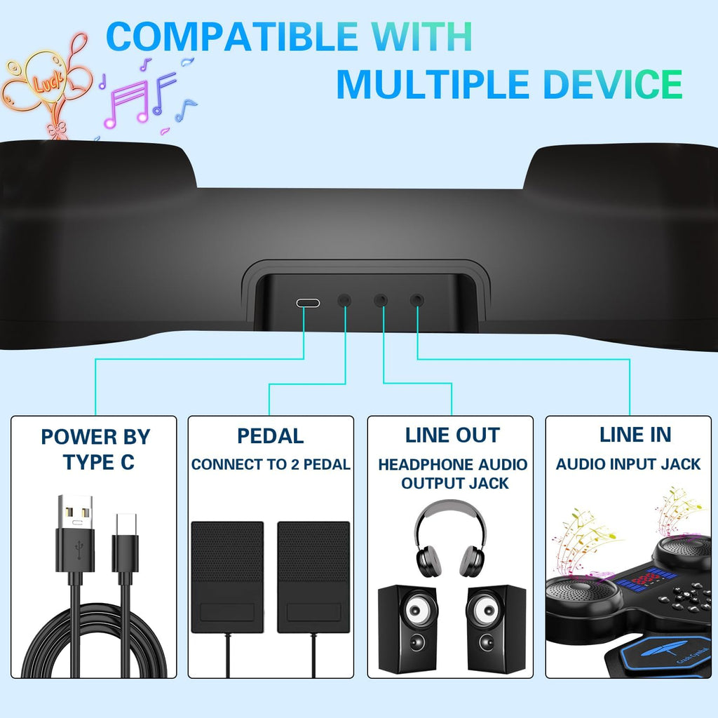 Electronic Drum Set - YUOIOYU Electric Drum Set Roll Up Portable Drum Kit MIDI Practice Drum Pad with Dual Built-in