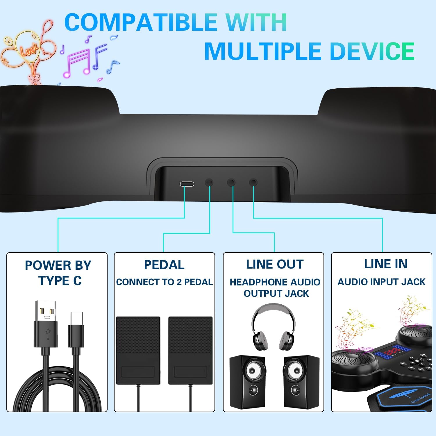 Electronic Drum Set - YUOIOYU Electric Drum Set Roll Up Portable Drum Kit MIDI Practice Drum Pad with Dual Built-in