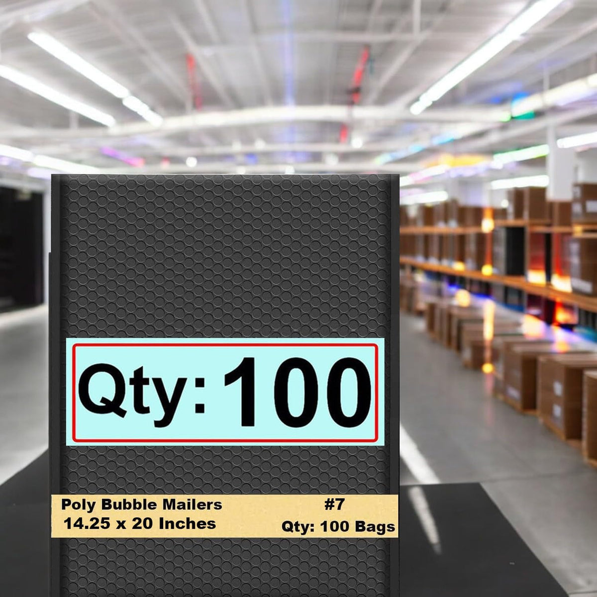14.25x20 Inch Black Poly Bubble Mailers 100 Pack (#7), Extra Large Padded Shipping Envelopes, Self-Seal Waterproof