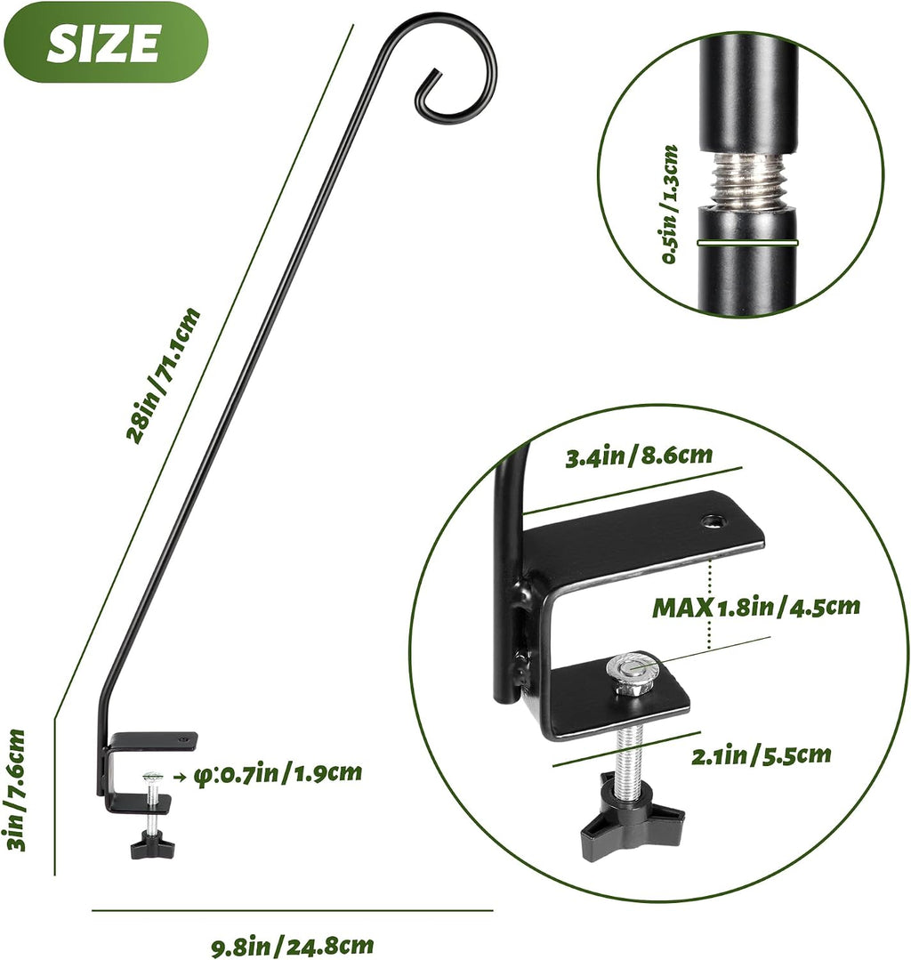 2 Packs Heavy-Duty Deck Hook, Deck Rail Pole,Deck Bird Feeder Pole
