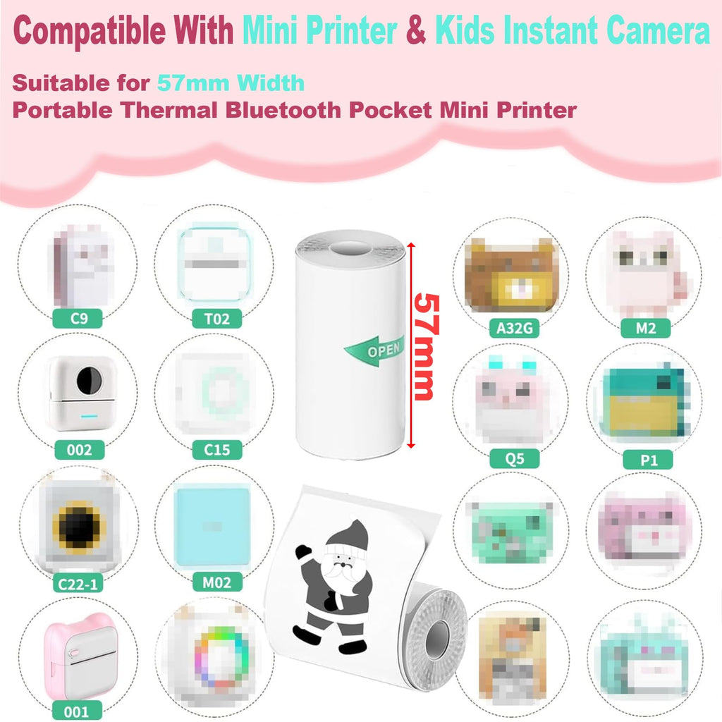 Printer/Camera Universal Thermal Paper Roll Refill 57x30mm,NonSticky 10roll