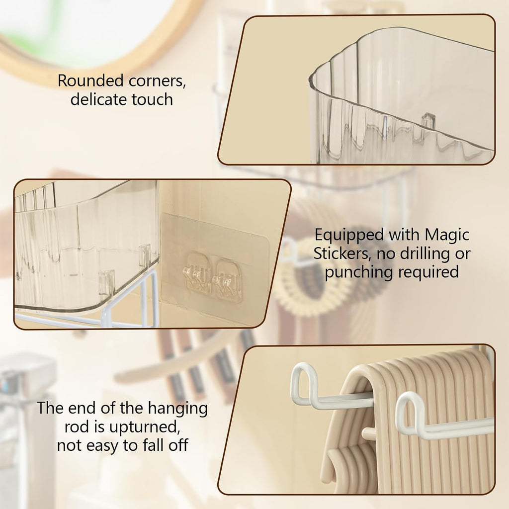 Wall Mount Headband Holder Hair Accessories Organizer, Self Adhesive Scrunchie Holder with Clear Acrylic Caddy for