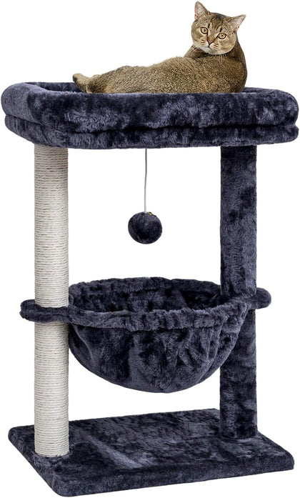 Small Cat Tree for Indoor Cats, Activity Cat Tower with Scratching Post for Kittens, Cat Condo & Furniture with