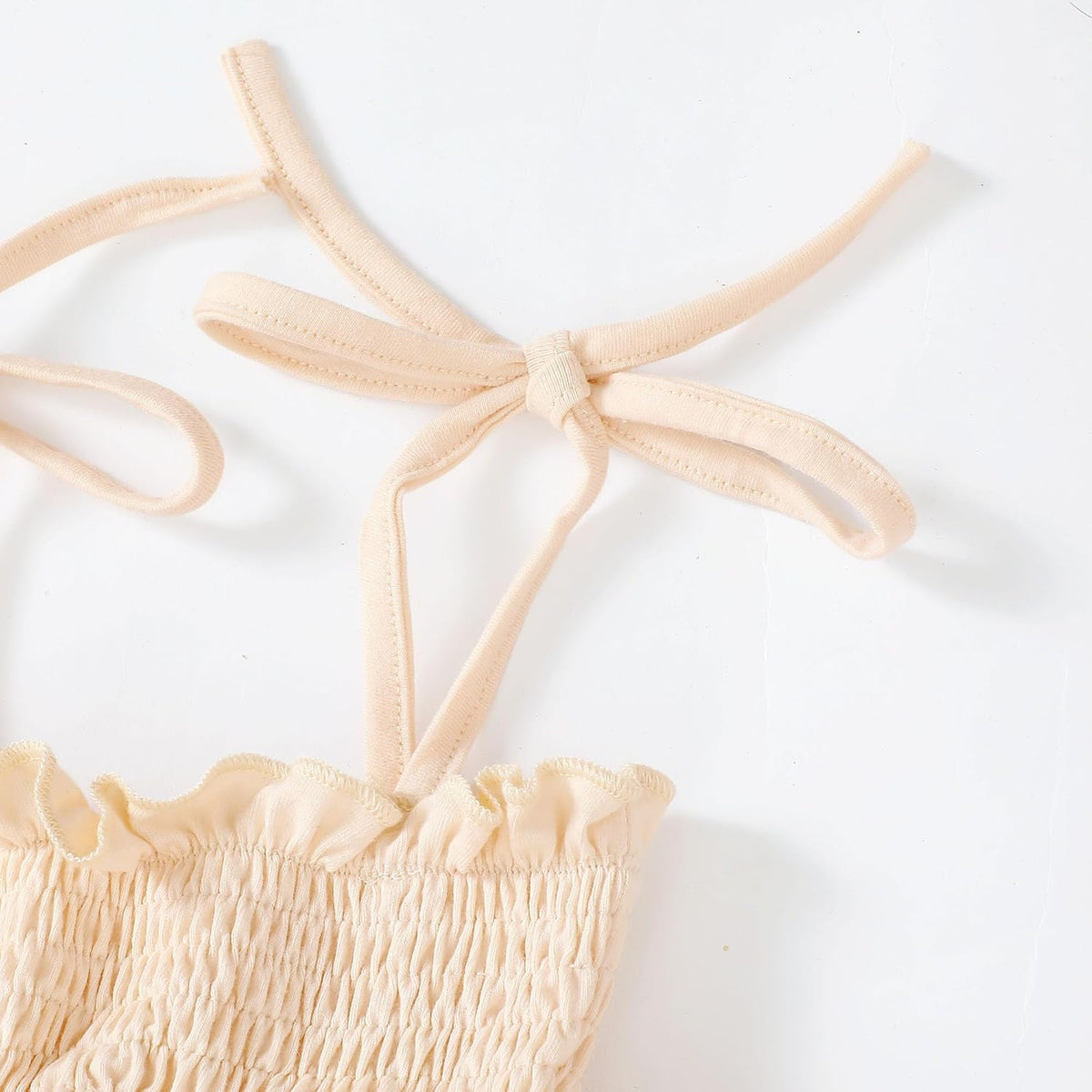 Newborn Baby Girl Summer Outfit Sleeveless Ruffle Smocked Halter Tulle Romper Dress One-piece Jumpsuit Clothes