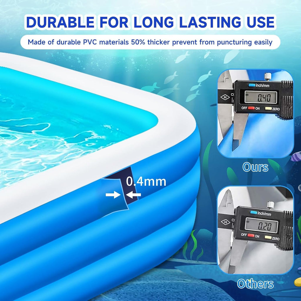 Inflatable Swimming Pool for Kids and Adults- 118" x 68" x 22" Family Full-Sized Blow Up Pools for kids -Thickened