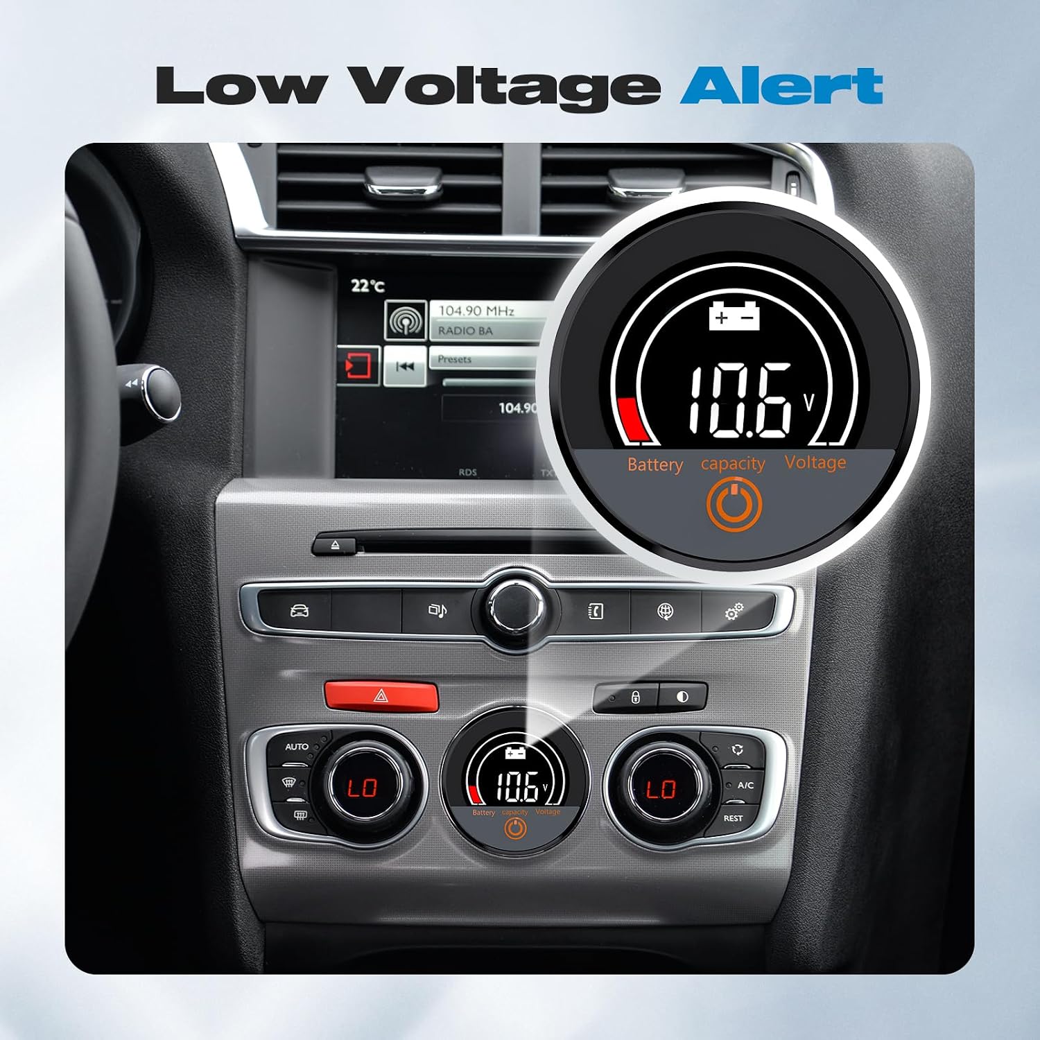 IP67 Waterproof Battery Monitor 12V 24V 36V 48V 60V 72V 84V with Backlight LCD and Low-Voltage Alarm use Lithium