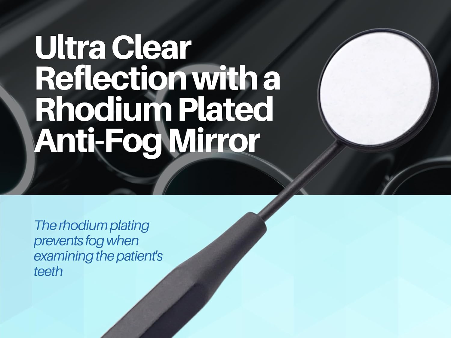 Dental Mirror Stainless Steel Matte Black, Set of 5 Dental Mirrors Front Surface Rhodium Plasma Coated for General