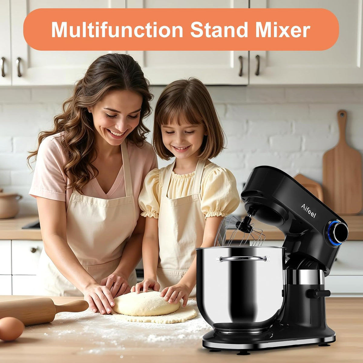 10.5QT Stand Mixer, 900W Electric Tilt-Head Kitchen Mixer Black