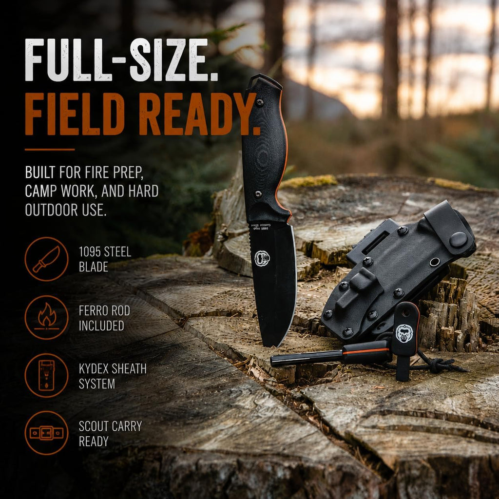 Bloodline Fixed Blade Survival Knife – Full Tang 1095 High Carbon Steel Bushcraft & Hunting Knife with G10 Handle