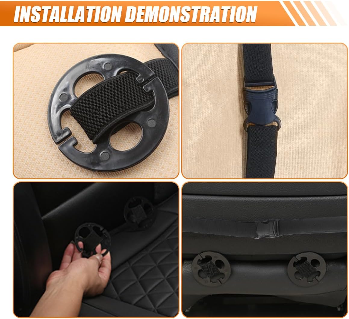 Luxury Faux Leather Car Seat Cover, Anti-Slip Waterproof Universal Front Bottom Seat Protector with Storage Pocket