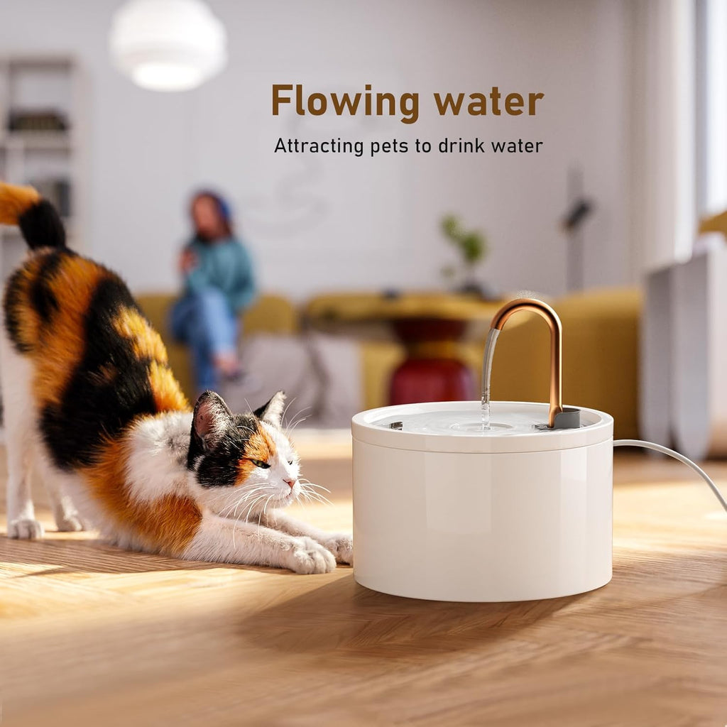 Ceramic Cat Water Fountain, 2.1L/71oz Ceramic Cat Fountain, Automatic Ceramic Water Fountain for Cats, Pet Water