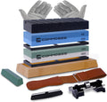 Whetstone Sharpening Stone Knife Sharpener Stone Set: 4 Side 8000|3000 1000|400 in Kitchen With Bamboo Base,Cut