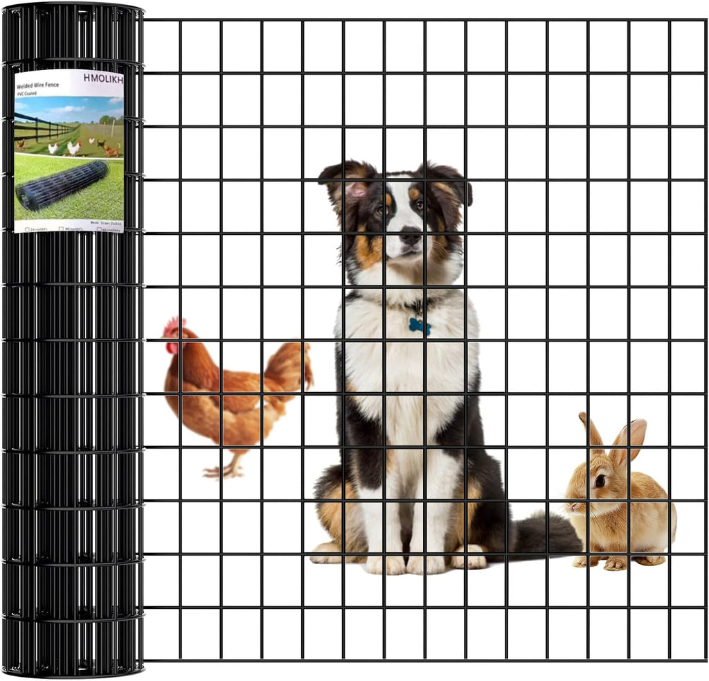 Welded Wire Fence,Black PVC Coated Welded Wire Fence (2×3 Inch Mesh, 36"×50' 16Gauge) Ideal for Garden, Pet Enclosure