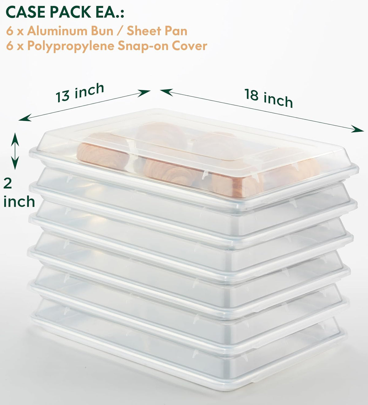 6-Pack 1/2 Size 18''x13'' Sheet Pan with Cover