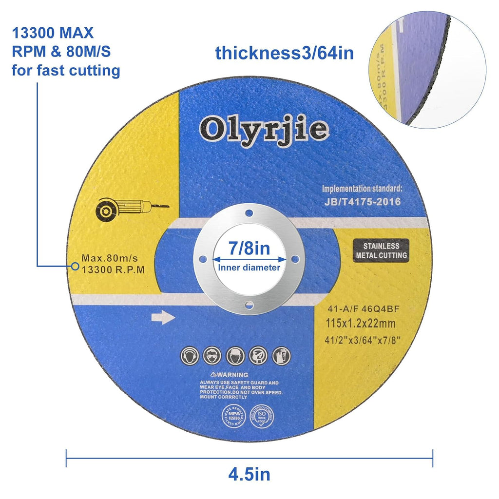 10 Pack 4 1/2 in Cut Off Wheel Cutting Wheels for Angle Grinders