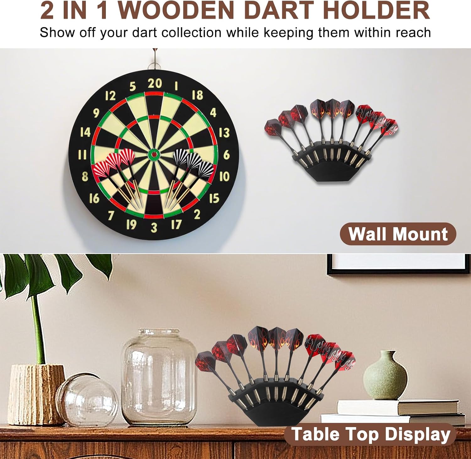 2 in 1 Dart Holder and Wall Dart Holder Made of Wood, Dart Holder, High-Quality Dart Holder, Presentation Display