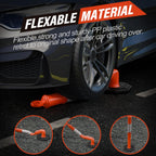 45 Inch Orange Delineator Post with Base, 3 Pack | Traffic Delineator Posts Cones, Visibility Reflective Collars