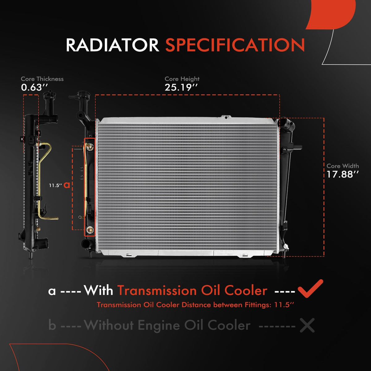 A-Premium Engine Coolant Radiator Compatible with Hyundai Model