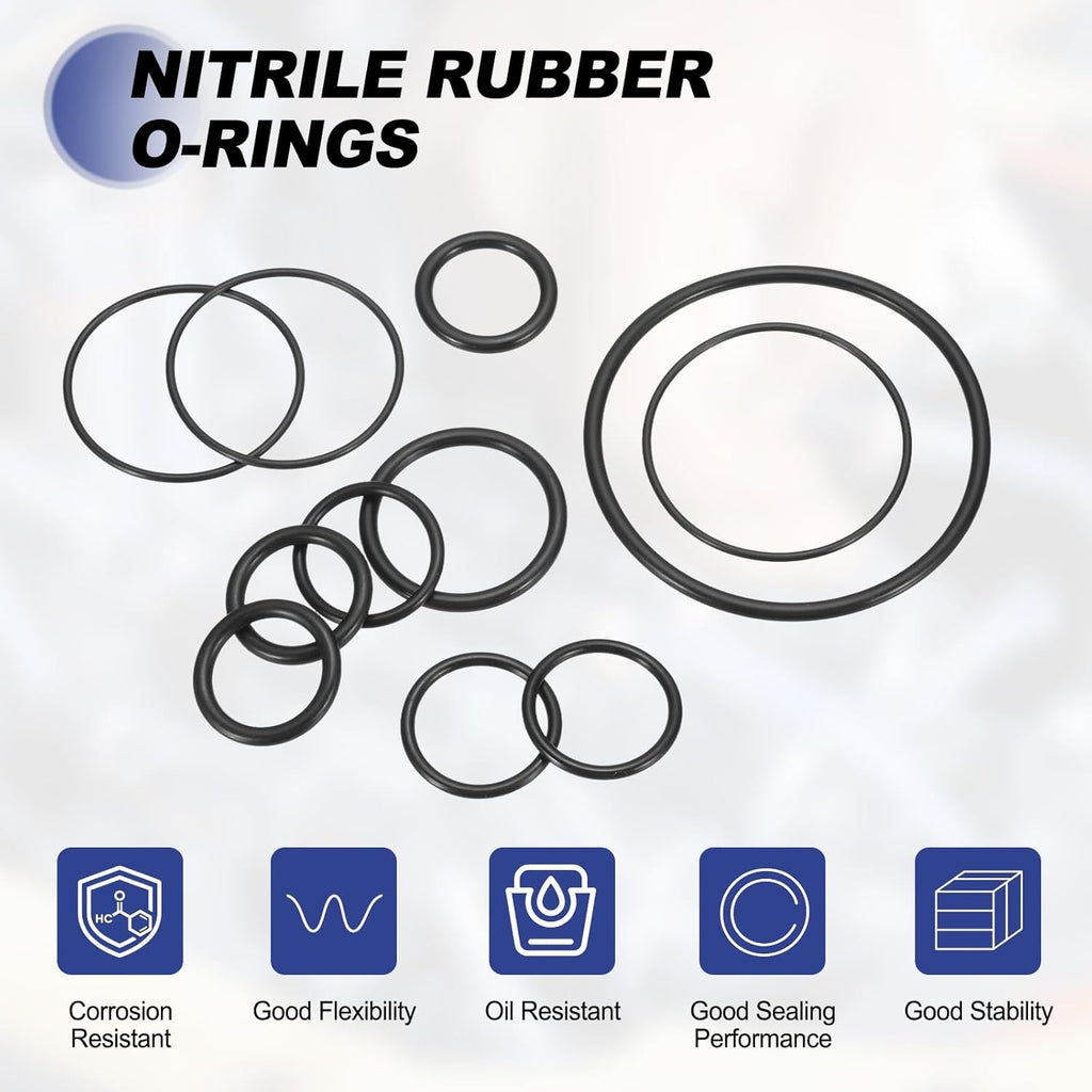 uxcell 20Pcs AS-033 Nitrile Rubber O-Rings 2" ID 2-1/8" OD 3/16" W
