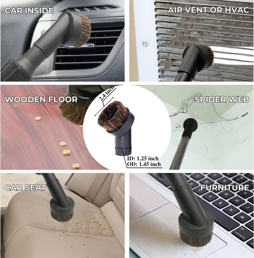 Replacement Vacuum Attachments & Brushes plus Universal Adapter Kit Compatible with Shop Vacs 2-1/4'' 1-7/8'' 1-3/8''